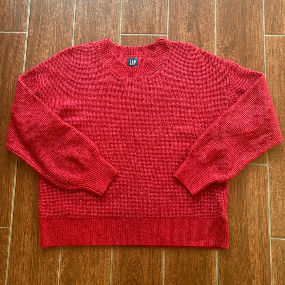 GAP red with white flecks size XL women’s wool blend long sleeved sweater in EUC